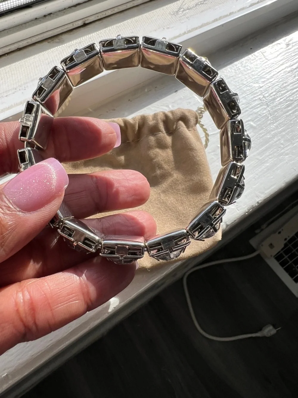 Silver Crystal Bracelet - Clear Stones - Picture 5 of 10